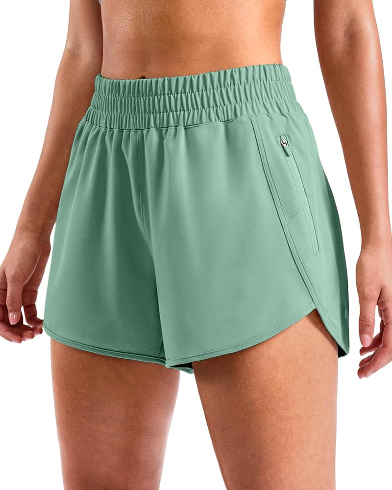 SANTINY 3"/4" Athletic Running Shorts for Women Dolphin High Waisted Quick Dry Workout Gym Shorts... | Amazon (US)