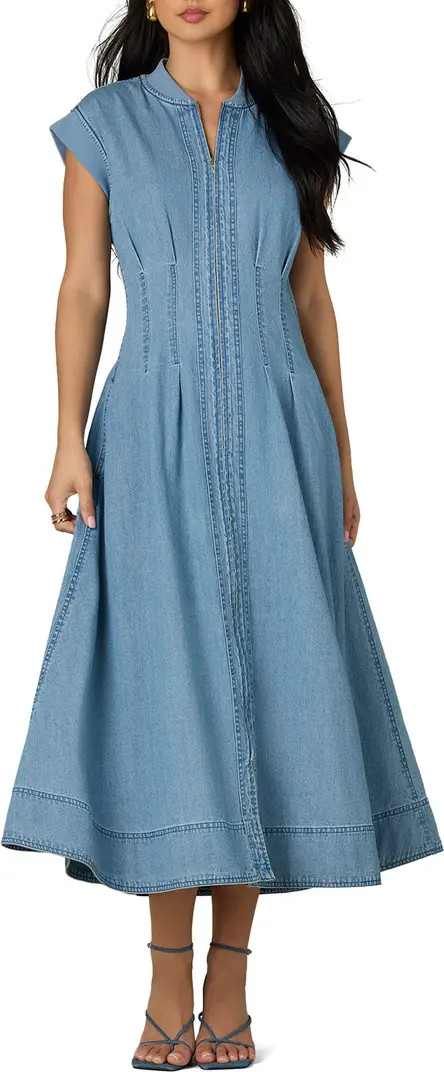 Pleated Denim Midi Dress | Nordstrom