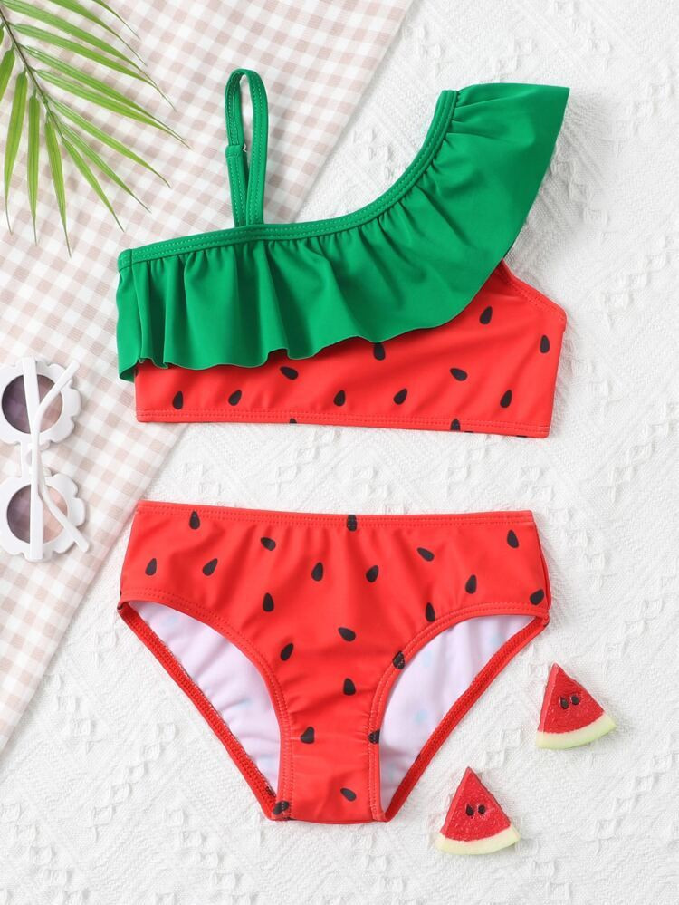 Toddler Girls Watermelon Ruffle Bikini Swimsuit
         $5.50  
        $6.00
       
        -
... | SHEIN