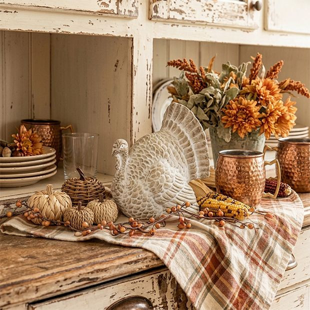 Whitewashed Tabletop Turkey | Antique Farm House