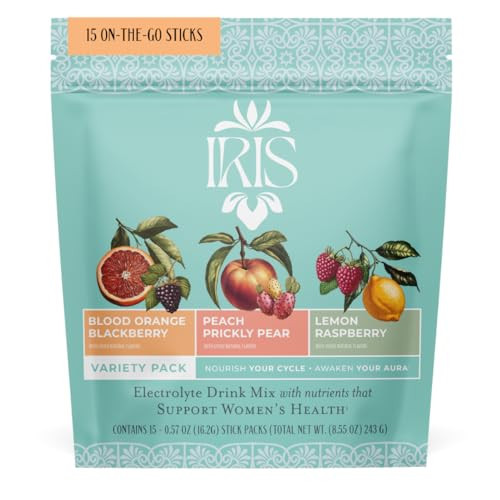Iris Women’s Hormonal Health Daily Electrolyte Drink Mix | High Fiber, Essential B Vitamins for Mood Support | 40:1 Myo & D‑Chiro Inositol | Variety Pack, 15 Hydration Powder Packets | Amazon (US)