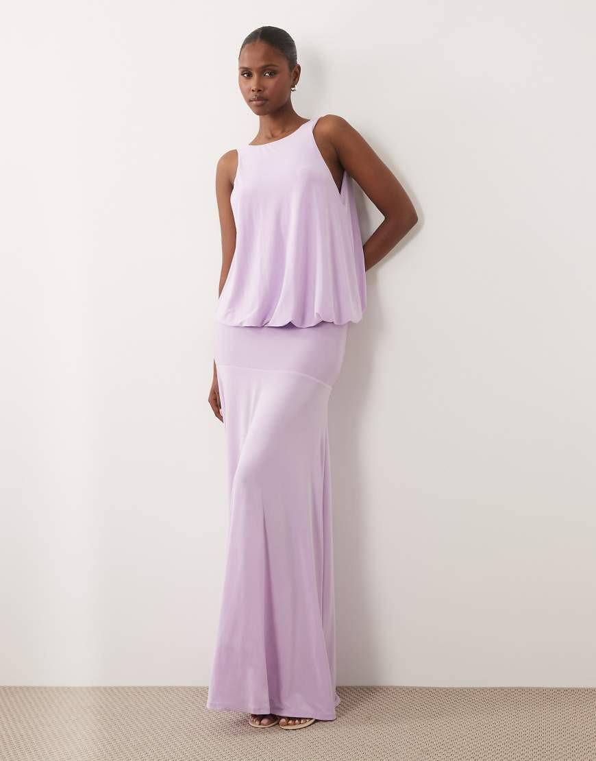 ASOS DESIGN – Anschmiegsames, bodenlanges Maxikleid in Flieder mit tiefer Taille-Mehrfarbig | ASOS (Global)