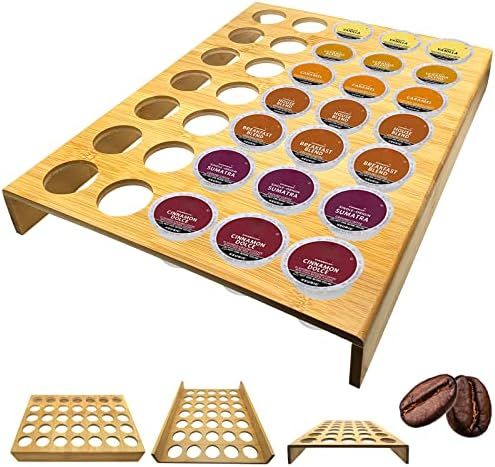 JSWORK Coffee Pods Organizer - Bamboo Pod Holder - Storage for 35 Pods or Capsules - No Assembly ... | Amazon (US)