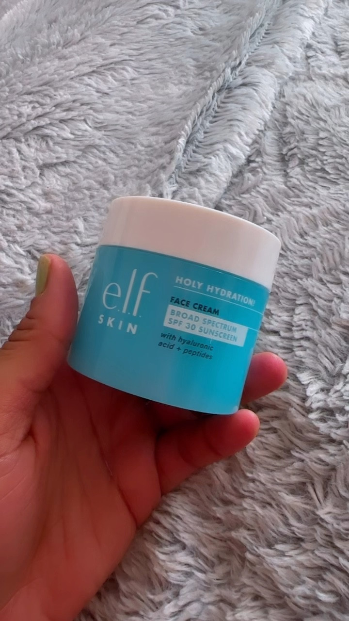 🩵 e.l.f. Skin  Holy Hydration! Face cream, broad spectrum spf 30 with hyaluronic acid + peptides. LOVE this cream! My face feels very hydrated and love that it has SPF in it. Gentle on the skin, light fragrance. Good for dry, oily and combination skin. I’ve been using this every morning prior to applying makeup and makes a great primer as well. Affordable skin care product, moisturizer. 

#LTKxelfCosmetics #LTKTravel #LTKSwim
