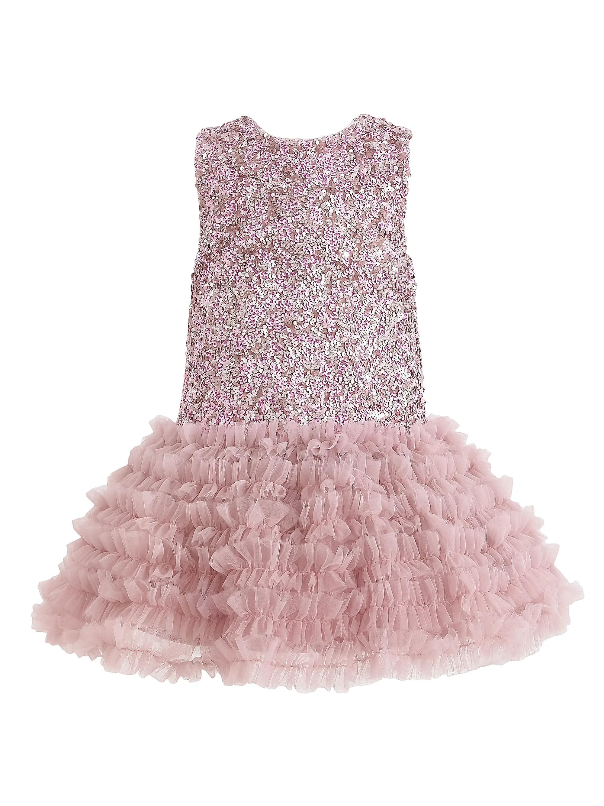 Little Girl's & Girl's Textured Sequin Bodice Dress | Saks Fifth Avenue
