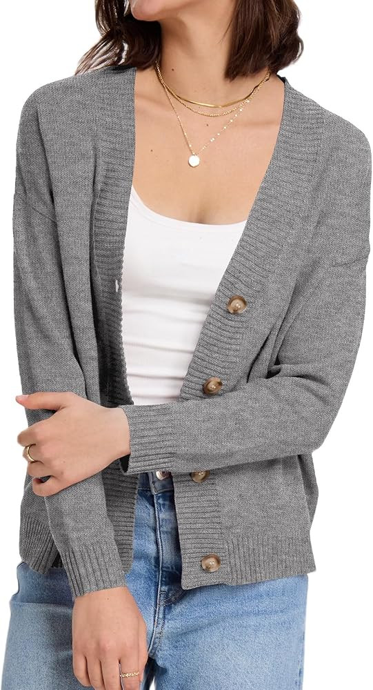 LOMON Women's Button Down Cardigan Sweaters Fall Long Sleeve Open Front Soft Cardigan Casual Loos... | Amazon (US)