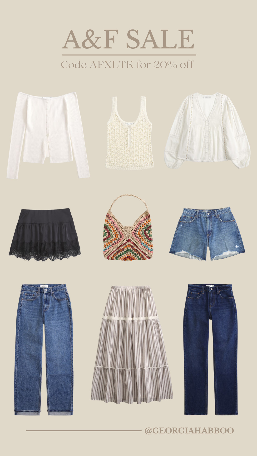 A&F Exclusive LTK Sale, use code AFXLTK for 20% off! 

 #LTKxAFSale #LTKuk #LTKspring