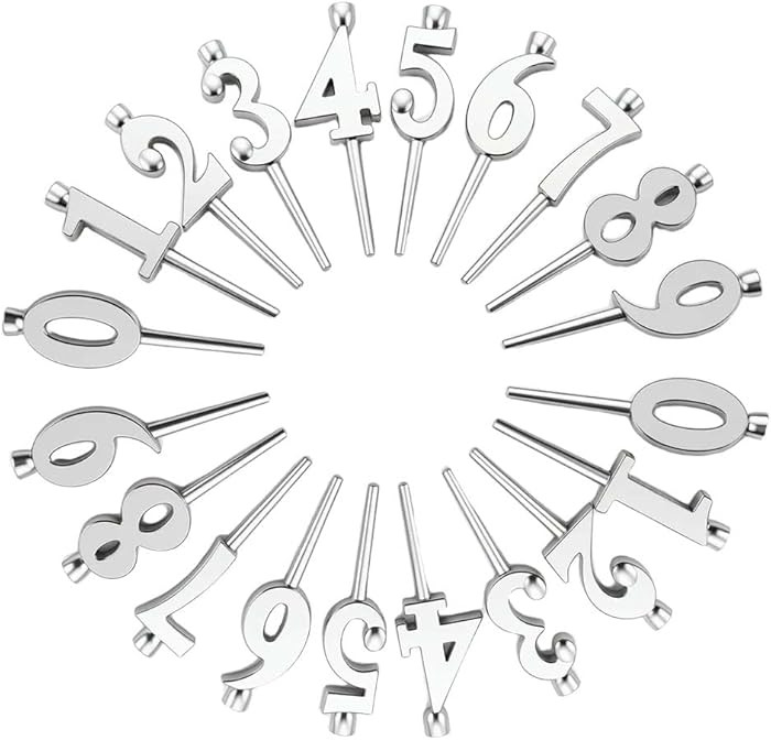 Cute Number Birthday Candle Holder Set, Reusable Silver Metal Digital Cake Topper Decorations 0-9... | Amazon (US)