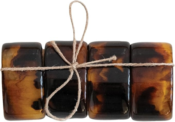 Creative Co-Op 4-Piece Oval Resin Napkin Rings, Tortoise Shell Finish | Amazon (US)