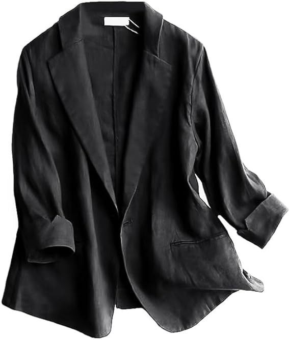 IDEALSANXUN Linen Blazer Women 3/4 Sleeve Lightweight Spring Summer Blazer Jackets | Amazon (US)