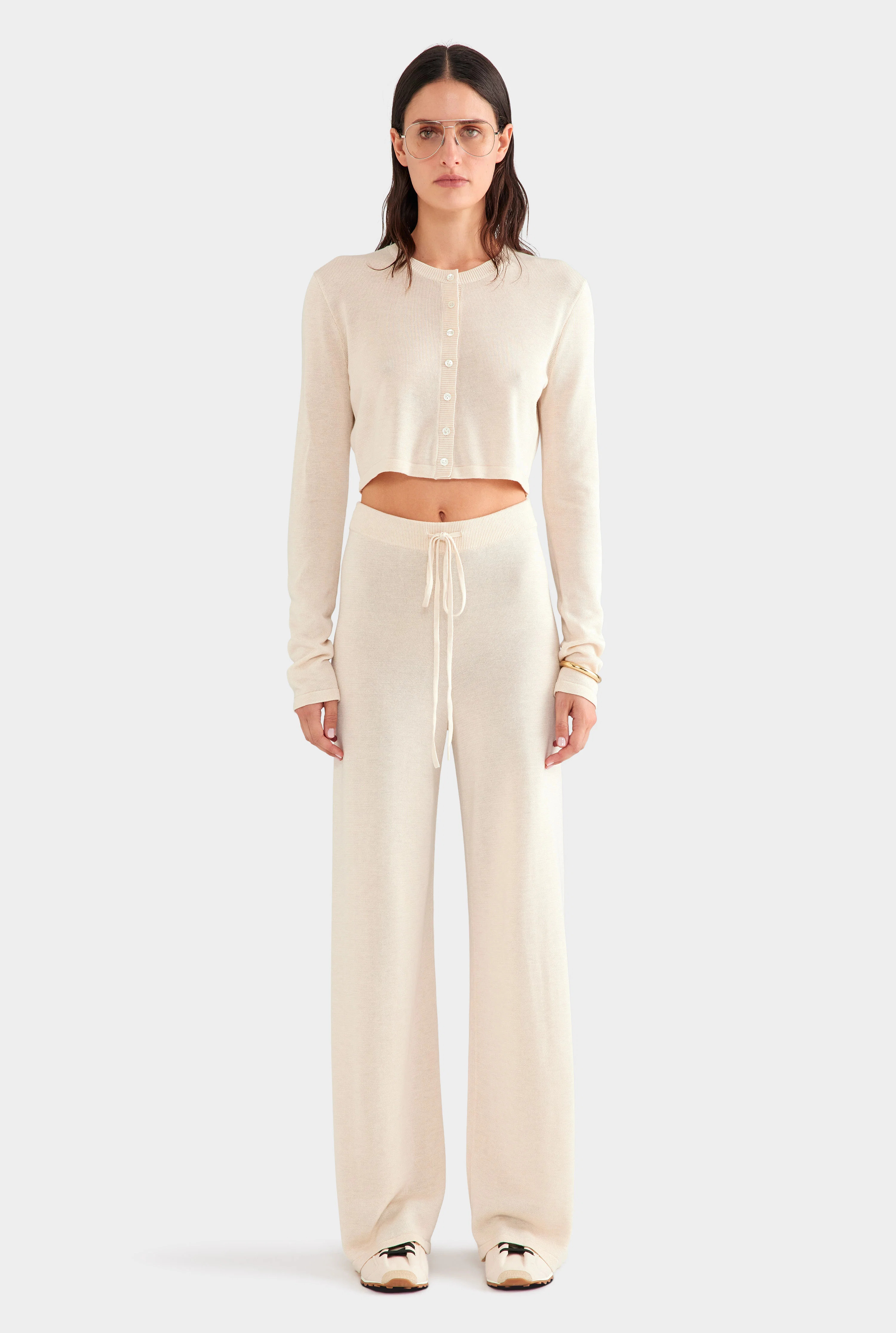 Tencel Silk Knit Pant Sand | Venroy | Venroy AU