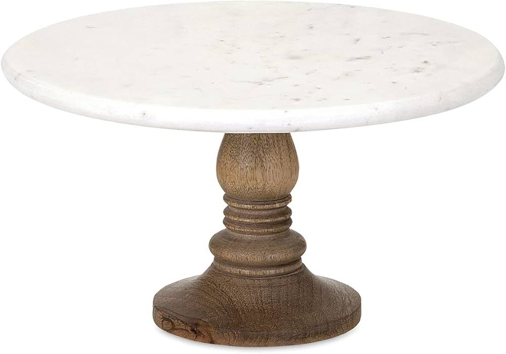 IMAX Lissa Marble Cake Stand in White – Handcrafted Cake Pedestal, Marble and Mango Wood Displa... | Amazon (US)