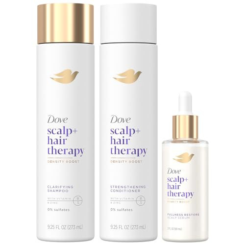 Dove Scalp + Hair Therapy Set – Clarifying Shampoo, Strengthening Conditioner + Fullness Restore Scalp Serum for Volumizing & Reviving Fine Hair (3 Piece Set) | Amazon (US)