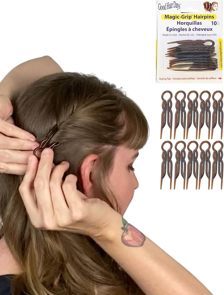 Good Hair Days Hair Pins - 2 1/2" Plastic, U-shaped Magic Grip Hairpins, Strong Durable Pins For ... | Amazon (US)