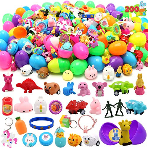 JOYIN 200 Pcs Prefilled Easter Eggs with Novelty Toys and Stickers, Filling Treats, Easter Eggs Hunt, Basket Stuffers Fillers, Theme Party Favor, Classroom Prize | Amazon (US)