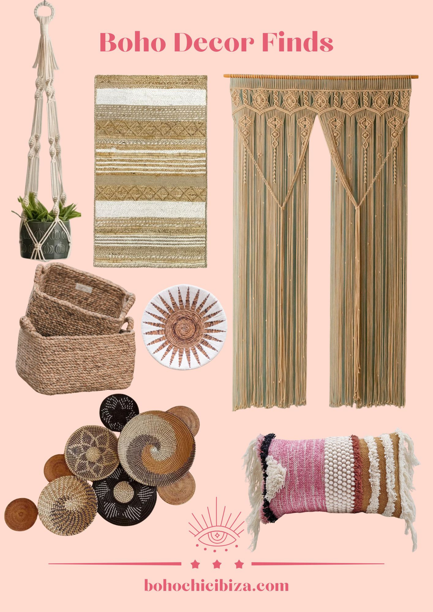 Boho Decor Finds
- White and natural jute boho rug
- Handmade Boho Macrame Curtain
- Set of 9 decorative wall baskets
- Hand-woven fringed pillowcase
- Decorative Basket
- Wall basket
- Tassel-free macrame plant holder
 

 #LTKhome #LTKgiftguide #LTKAroundTheWorld