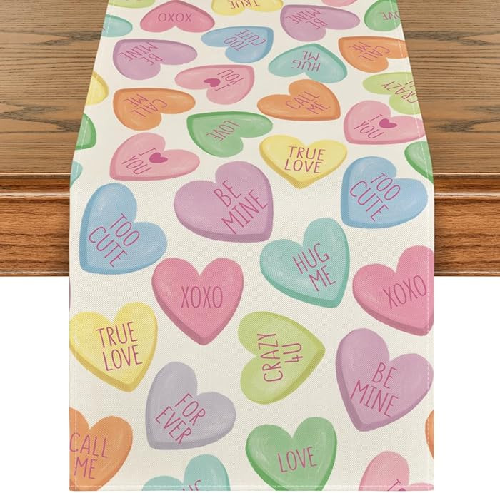 Artoid Mode Ture Love Heart Valentine's Day Table Runner, Seasonal Kitchen Dining Table Decoratio... | Amazon (US)