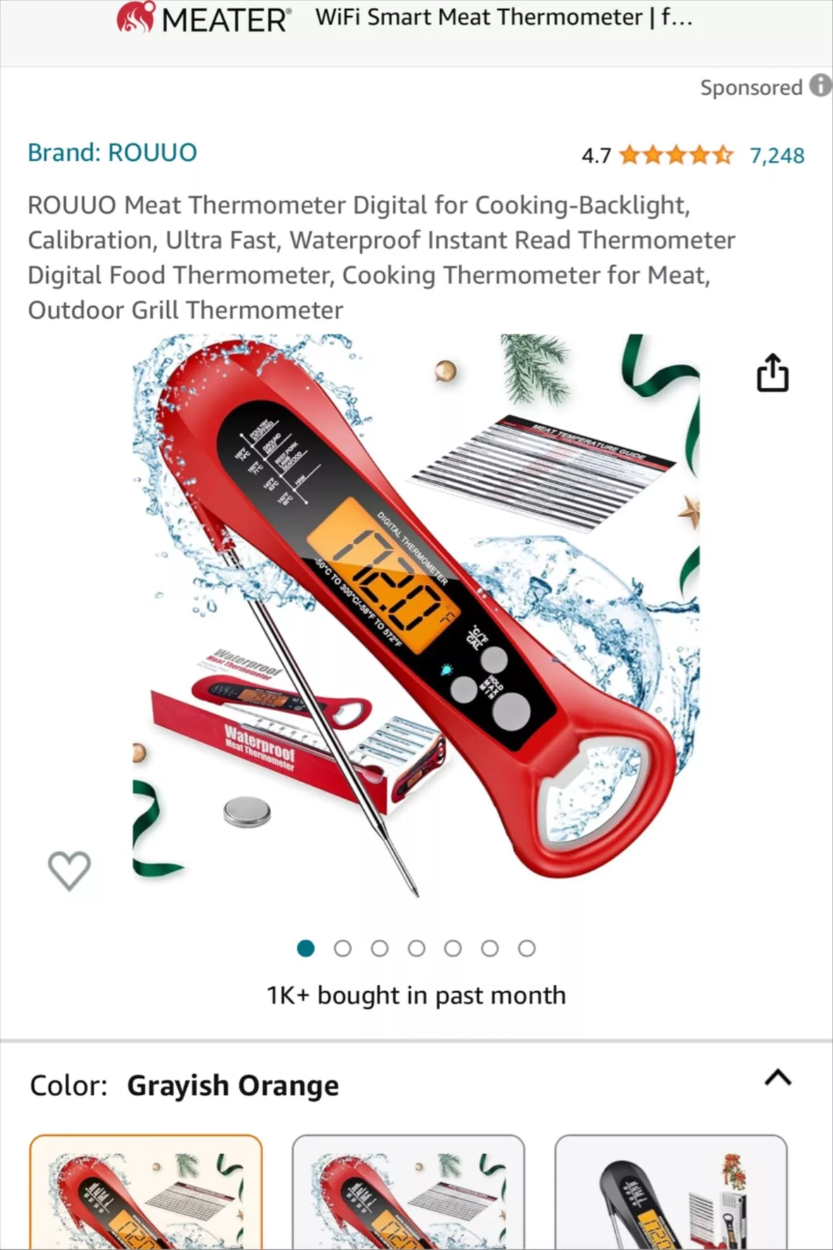 ROUUO Digital Meat Thermometer for for Cooking and Grilling