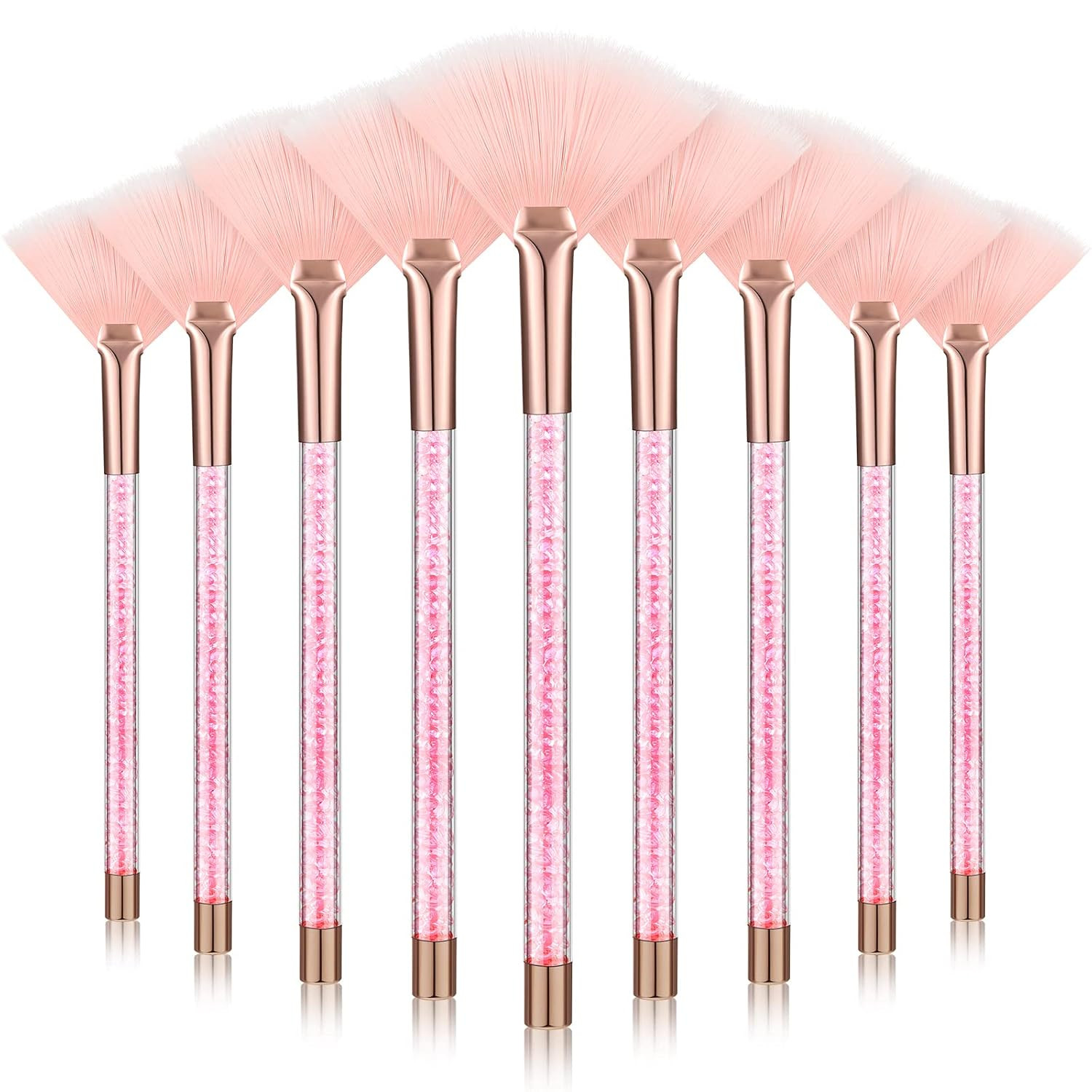 Maitys 9 Pieces Facial Fan Mask Brushes, Pink | Amazon (US)
