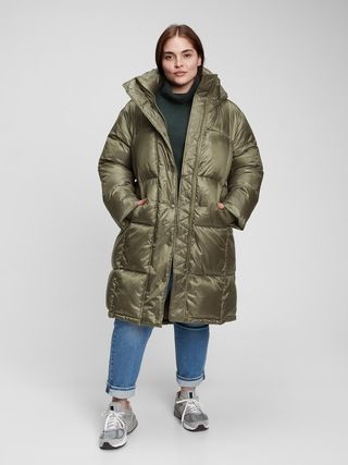 100% Recycled Relaxed Heavyweight Midi Puffer Coat | Gap (US)