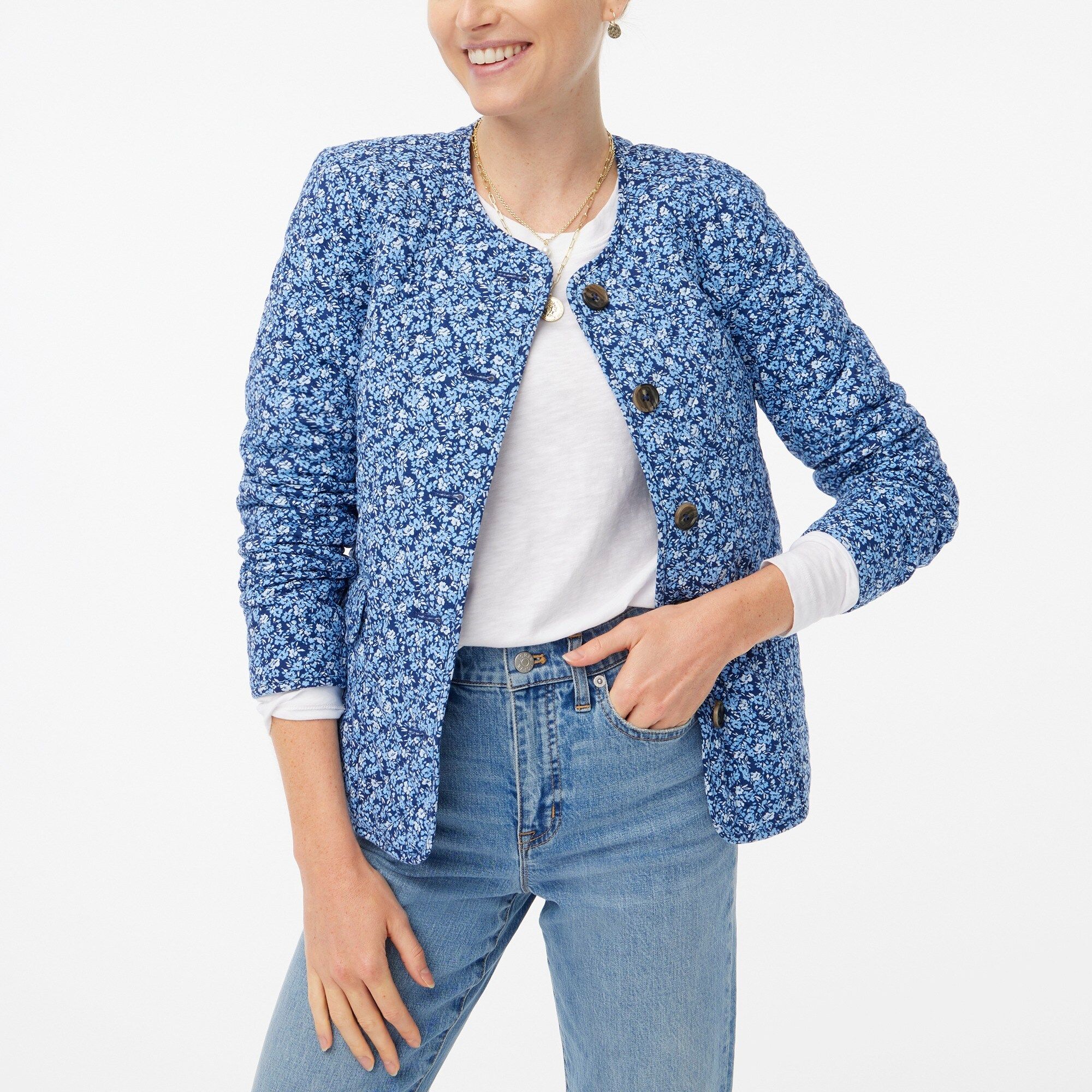 Short quilted cotton-blend jacket | J.Crew Factory