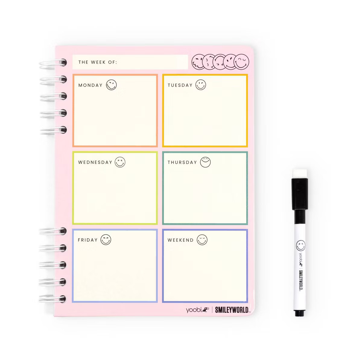 Yoobi SmileyWorld Erasable Cover Notebook 6"x8" with Dry Erase Marker | Target