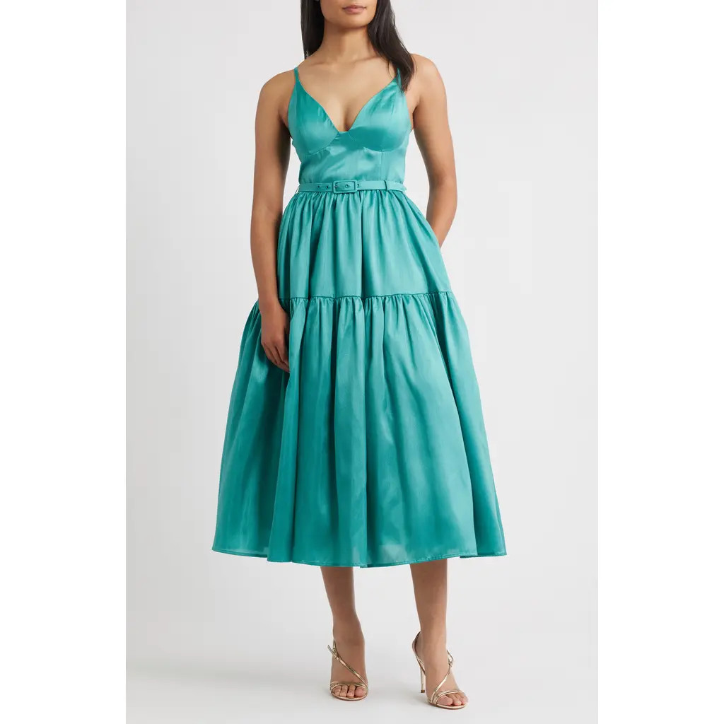 Hutch Belted Bustier Tiered Dress in Teal at Nordstrom Rack, Size 10 | Nordstrom Rack