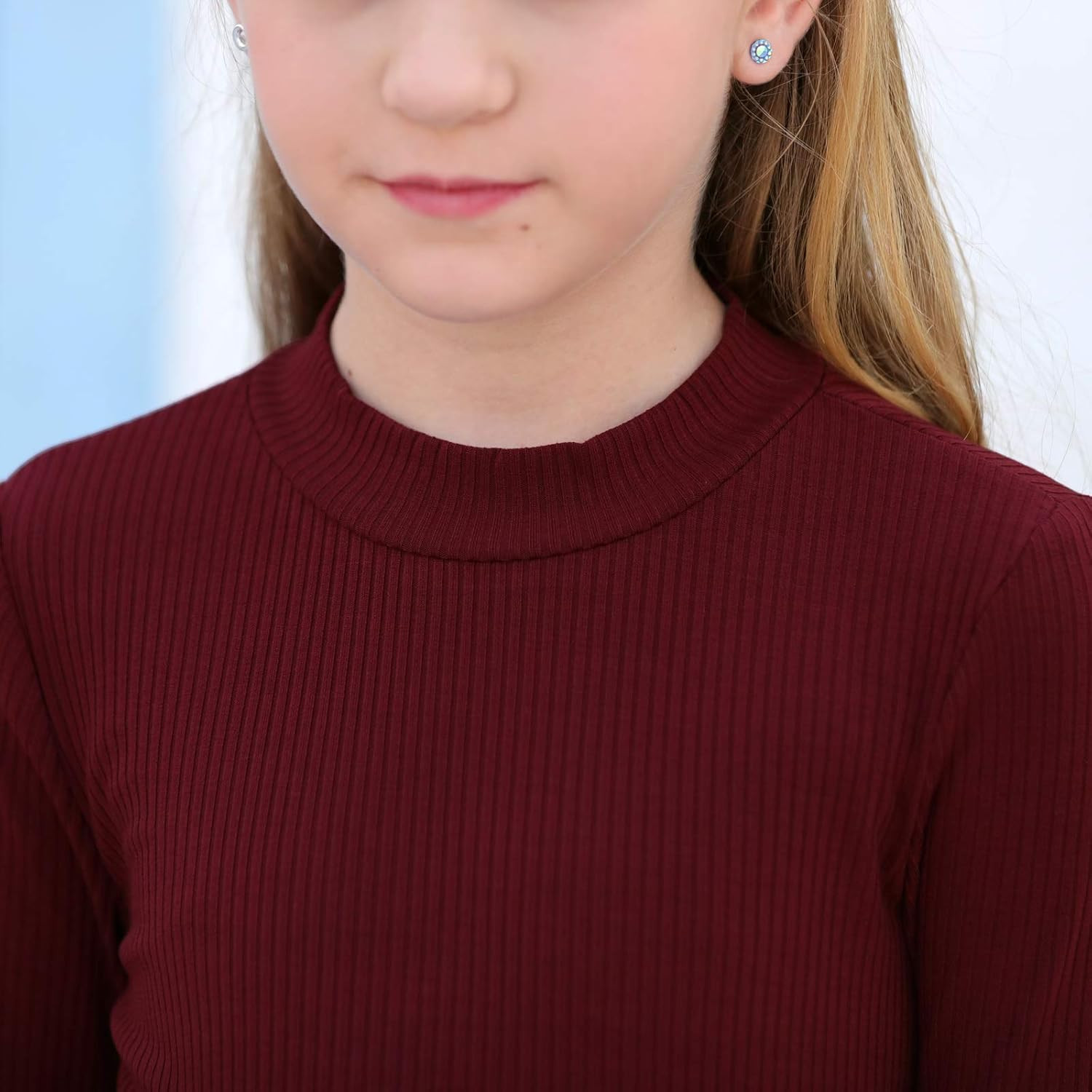 GORLYA Girl's Long Sleeve Soft Knit Mock Turtleneck Slim Fit Pullover Sweater Top for 4-14T Kids | Amazon (US)