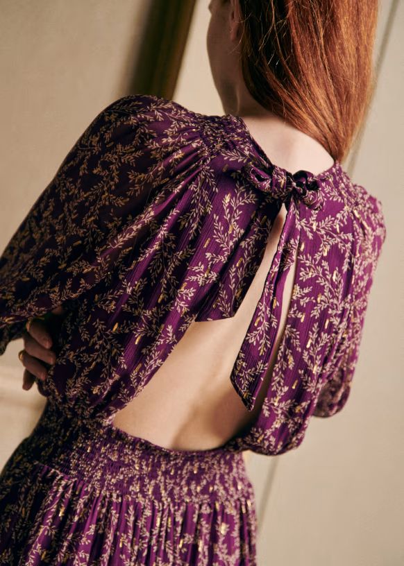 Priscilla Dress - Purple with floral print - Viscose - Sézane | Sezane Paris