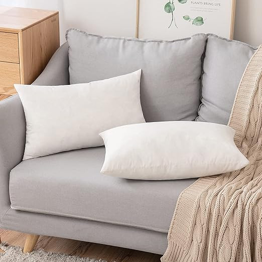 MIULEE Set of 2 Decorative Throw Pillow Inserts, Down and Feather Cotton Fabric Pillows, Rectangl... | Amazon (US)