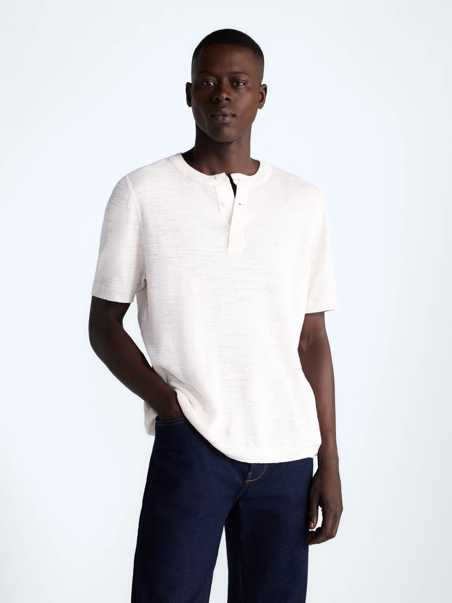 Free Assembly Men’s Textured Cotton Henley Shirt with Short Sleeves. Sizes XS-3XL | Walmart (US)