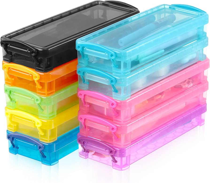 Glenmal 10 Packs Plastic Pencil Box Stackable Pencil Case Bulk Crayon Box with Snap Tight Lid Pla... | Amazon (US)
