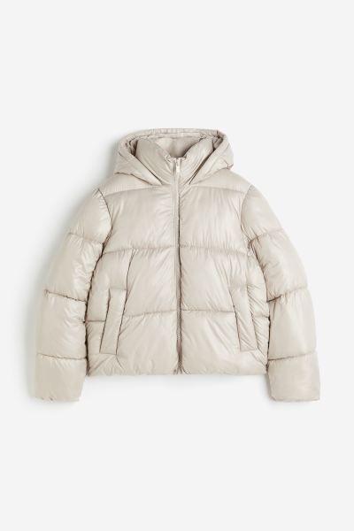 Hooded puffer jacket - Natural white - Ladies | H&M GB | H&M (UK, MY, IN, SG, PH, TW, HK)