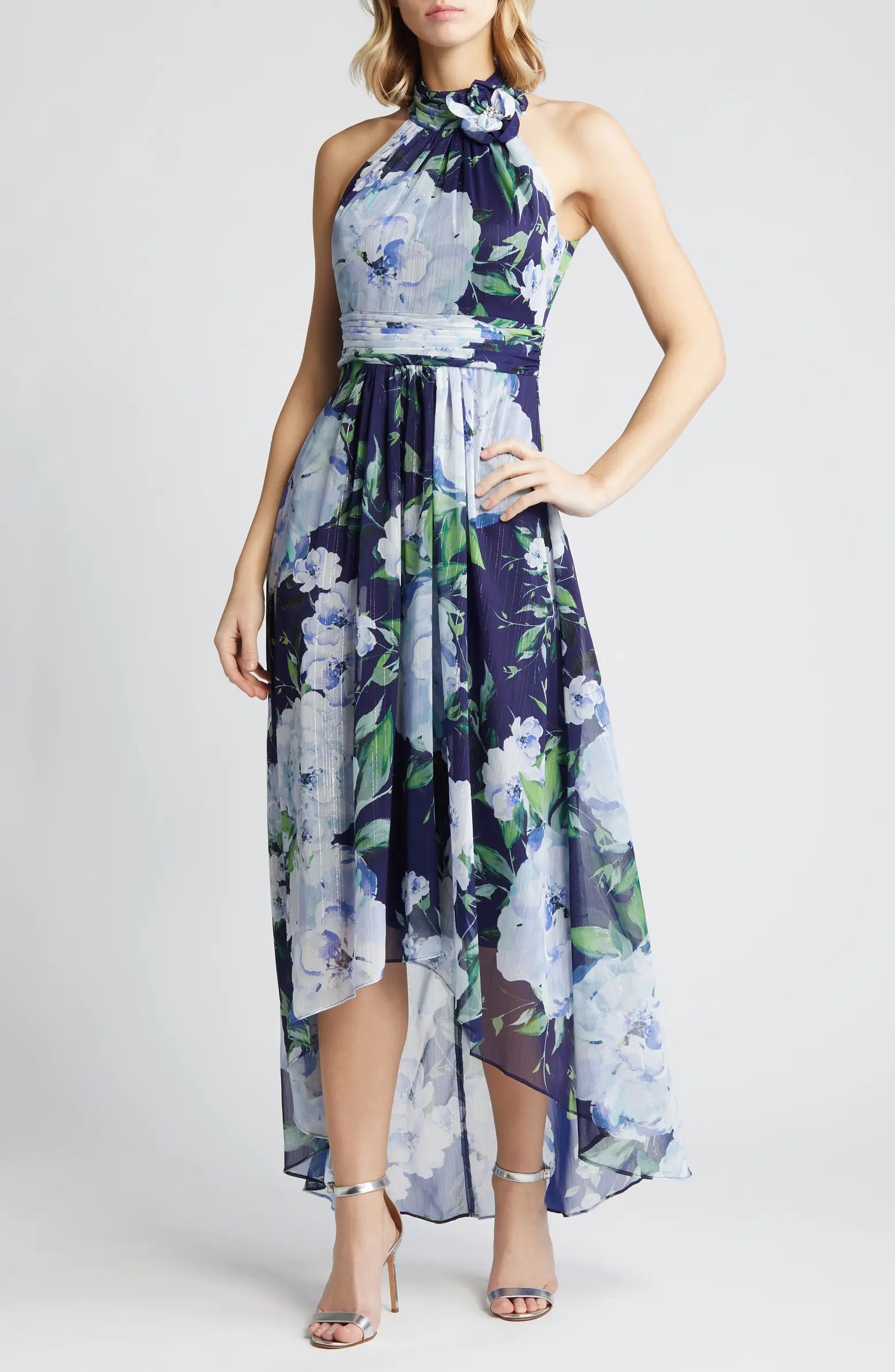 Floral Chiffon High-Low Midi Dress | Nordstrom