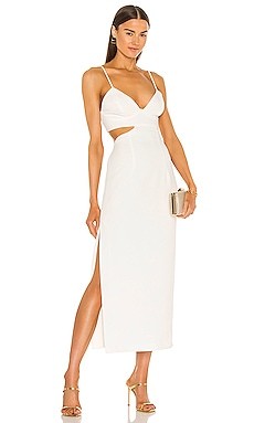 Bardot Cut Out Slit Midi Dress in Ivory from Revolve.com | Revolve Clothing (Global)