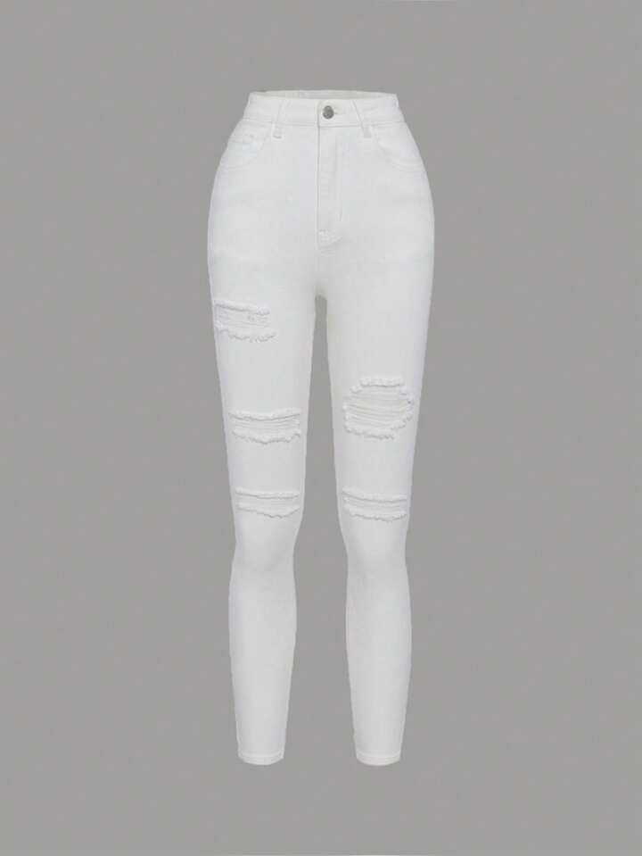 SHEIN Teen Girl Ripped Skinny Jeans | SHEIN