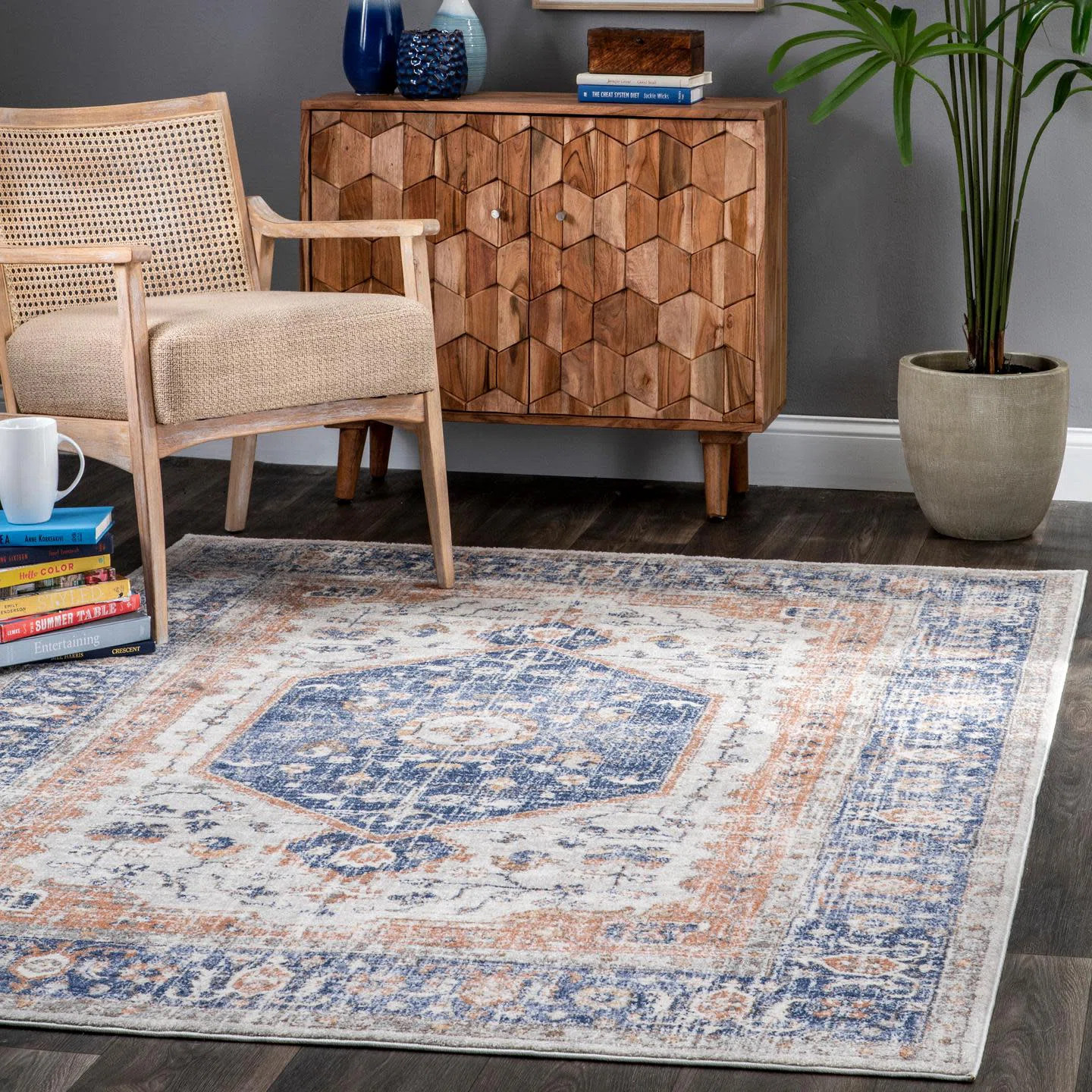 Caramont Florid Dreams Performance Blue Rug | Wayfair North America