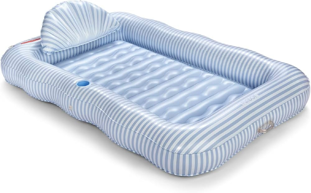 FUNBOY Tanning Pool Lounger Float, XL 72'' x 48'' Pool Float with Custom Pillow and Large Cup Hol... | Amazon (US)