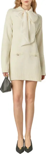 Detachable Bow Long Sleeve Sweater Minidress | Nordstrom