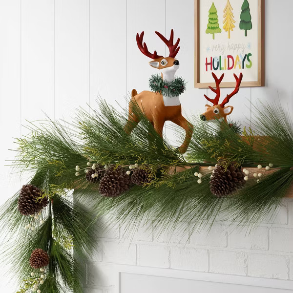 6' Unlit Artificial Pine Christmas Garland with White Berries & Pinecones Green - Wondershop™ | Target