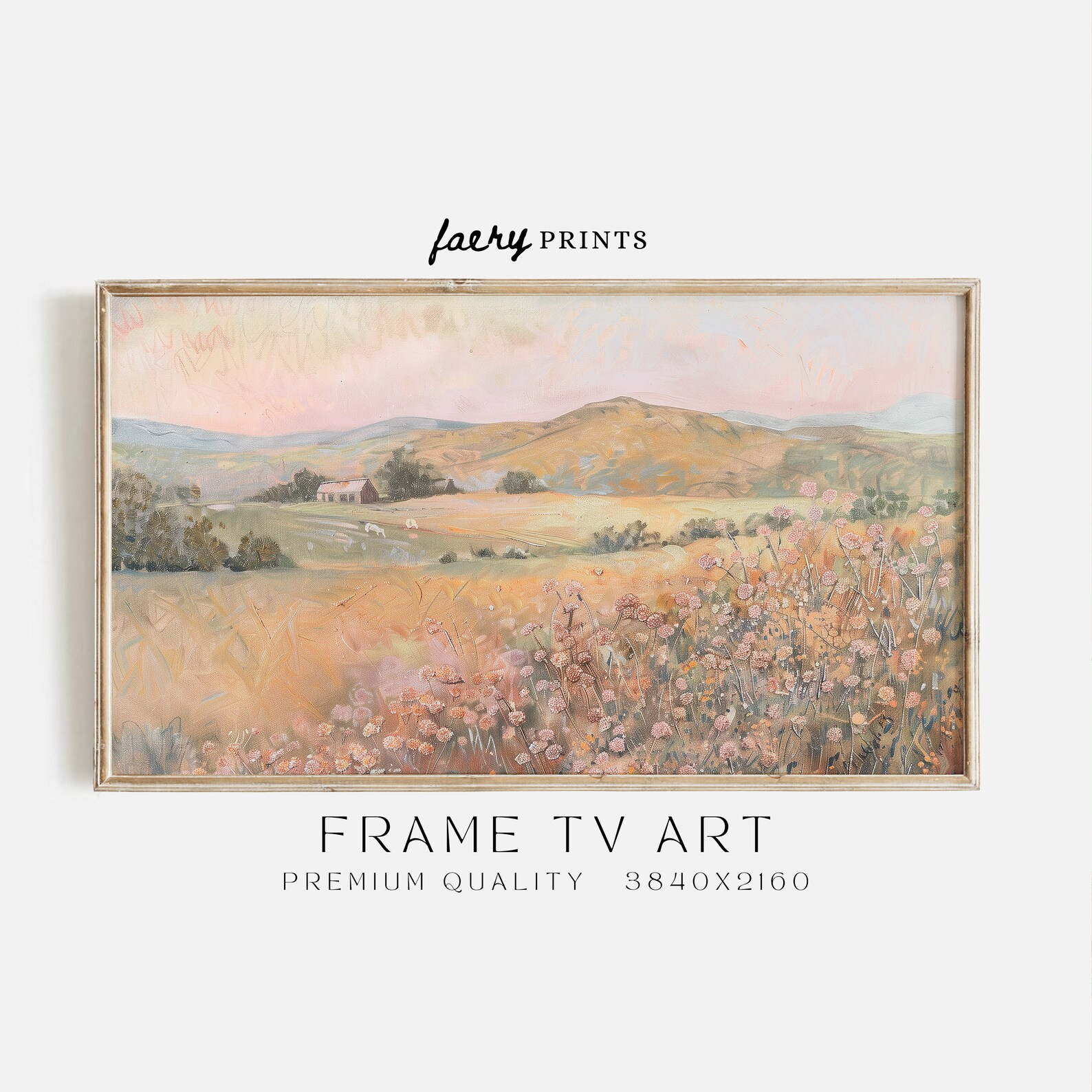Farmhouse Samsung Frame TV Art Pastel Countryside Frame TV Art Peachy Pink Frame TV Digital Downl... | Etsy (US)