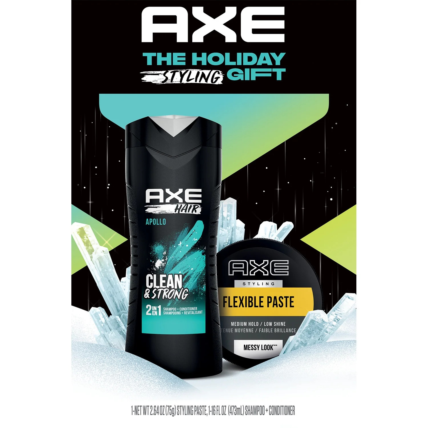 Axe Styling Duo Men's Gift Set Apollo 2-in-1 Shampoo & Conditioner & Flexible Hair Paste, 2 Count | Walmart (US)