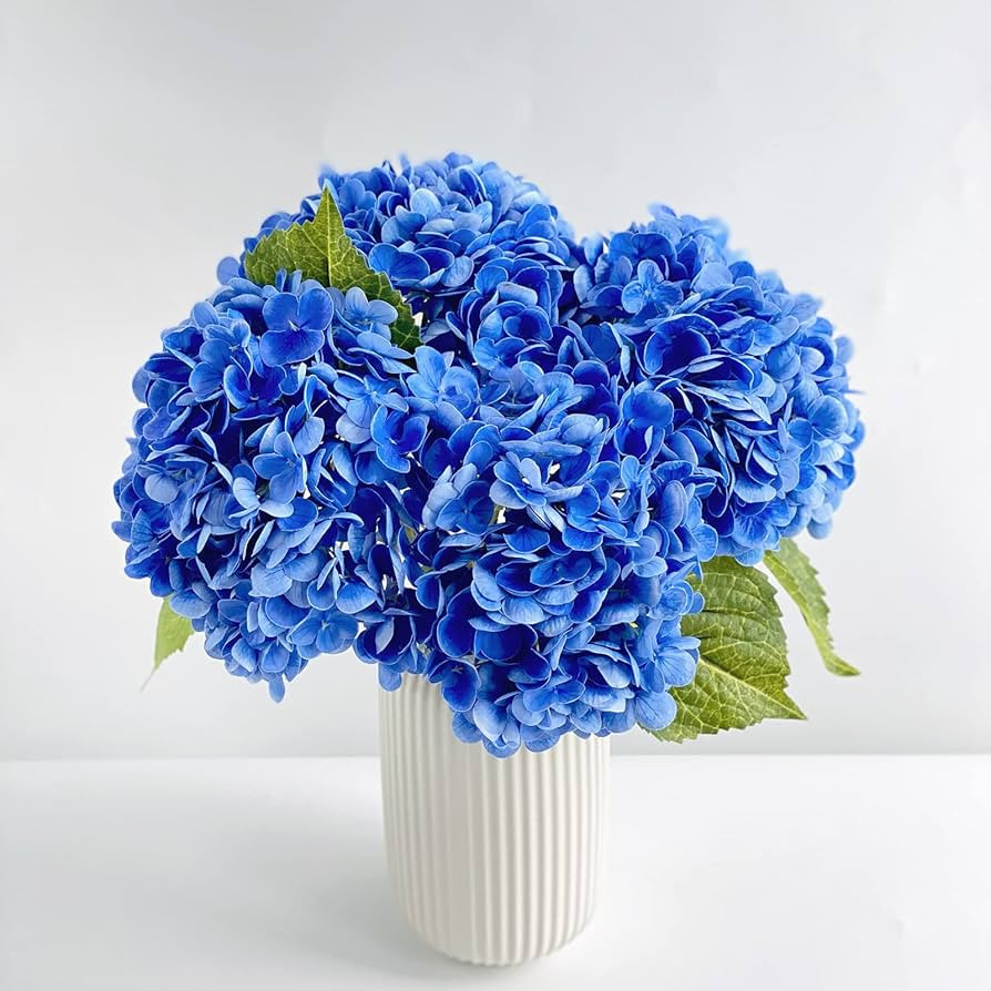 YalzoneMet Hydrangea Artificial Flowers 3 Pcs Natural Lifelike Latex Touch Faux Flower 21in Long ... | Amazon (US)