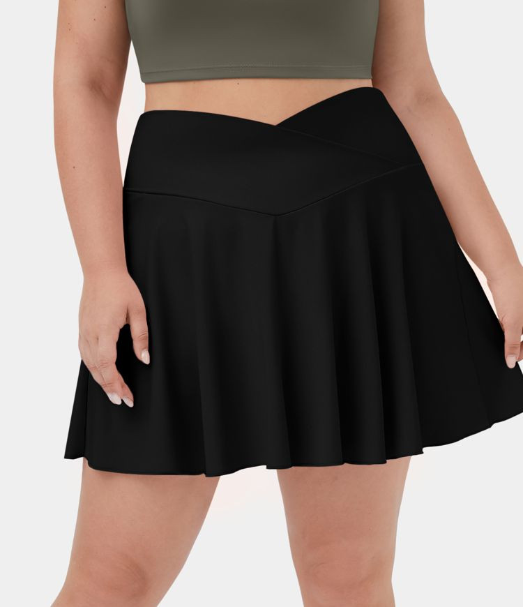 Women’s Softlyzero™ Airy Comfy High Waisted Crossover 2-in-1 Side Pocket Plus Size Flare Cool... | HALARA
