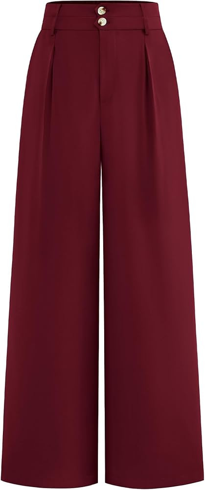 BTFBM Women Wide Leg Dress Pants 2025 High Waisted Button Pleated Business Casual Trousers Office... | Amazon (US)