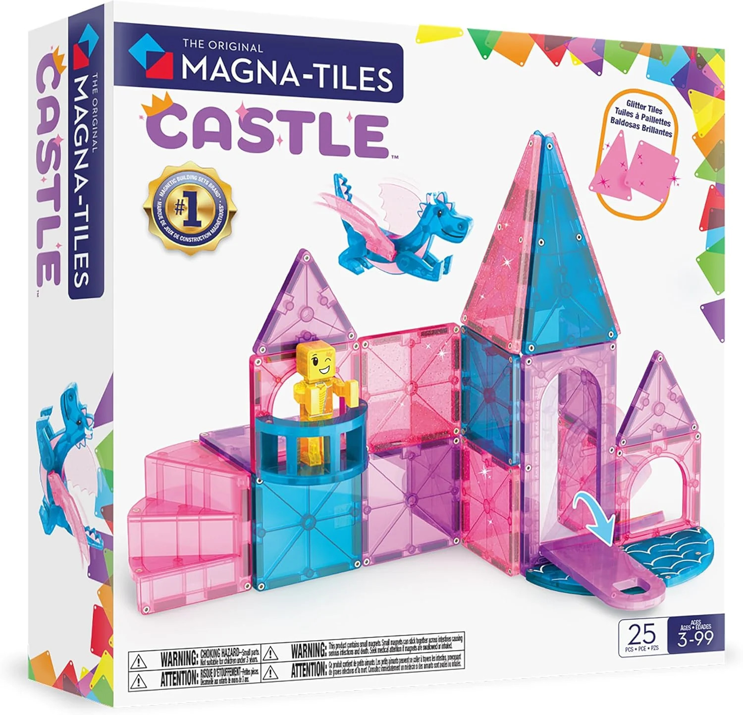 Magna-Tiles Castle 25 Pc Magnetic Building Set | Safari LTD