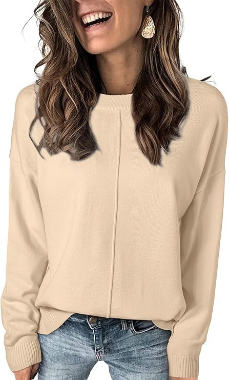 EVALESS Womens Sweaters Fall 2025 Casual Long Sleeve Lightweight Oversized Pullover Sweater Tops | Amazon (US)