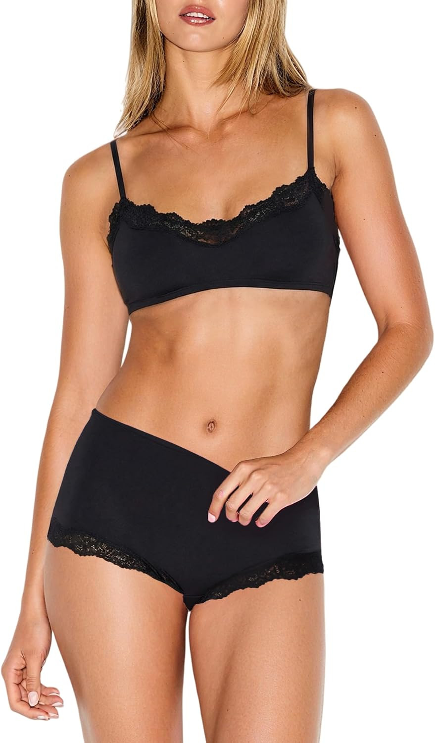 2 Piece Lace Lingerie Sets Bralette Boyshorts Panties PJ Set | Amazon (US)
