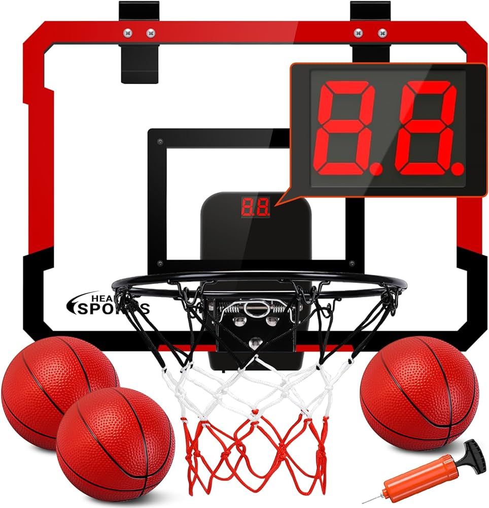 Basketball Hoop Indoor for Kids, Over The Door Basketball Hoop, Mini Basketball Hoop with Electro... | Amazon (US)