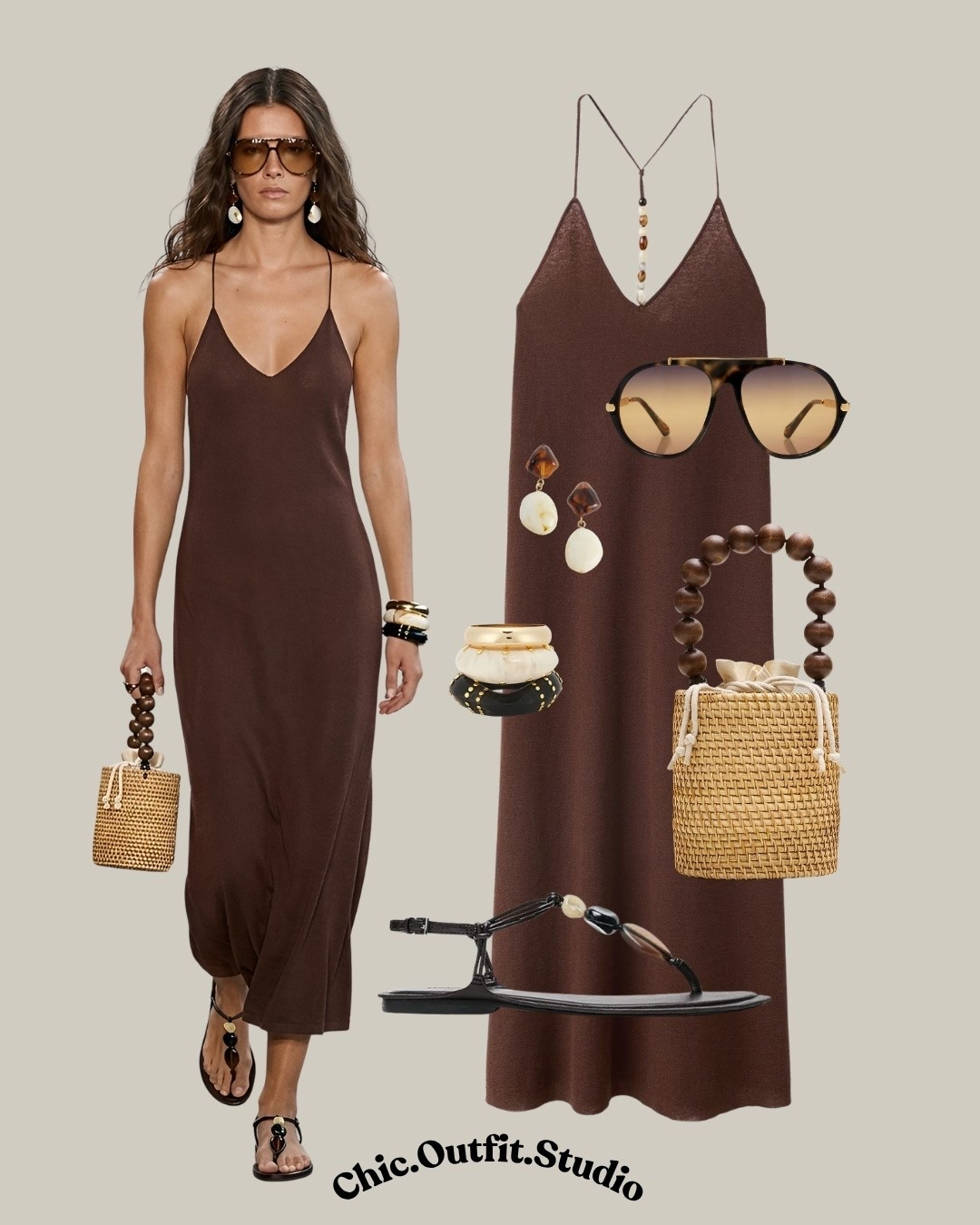 Chocolate Brown Knitted Midi Dress

✨A chocolate brown knitted midi dress with a flattering V-neck and delicate bead trim brings effortless elegance to warm-weather dressing. The soft knit fabric drapes beautifully while the minimalist silhouette pairs perfectly with woven accessories and flat sandals for an elevated yet relaxed look. Ideal for summer vacations, sunset dinners, coastal escapes, rooftop drinks, resort evenings, or weekend brunches. A timeless piece that transitions seamlessly from day to night.

✨Tags: brown knitted dress, chocolate brown midi dress, V-neck knitted dress, beaded trim dress, elegant summer dress, minimalist summer outfit, European summer style, vacation outfit women, resort wear, summer dinner outfit, effortless chic, woven bag outfit, capsule wardrobe, elevated summer fashion

#LTKkleider #LTKsummer #LTKbag